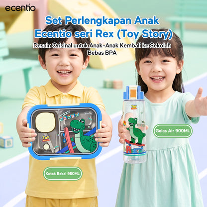 [Back To School] ecentio Kotak Makan Anak Rex Set Bekal Sekolah Toy story Lunch Box Stainless 750ml Botol Minum 900ml Tas Bekal BPA Free Tempat Makan Anak