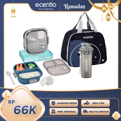 【Buy 1 Get 3】ecentio 3 grid anti tumpah tempat bekal 1100ml Kotak makan wadah bekal kotak sup 100ml BPA FREE）