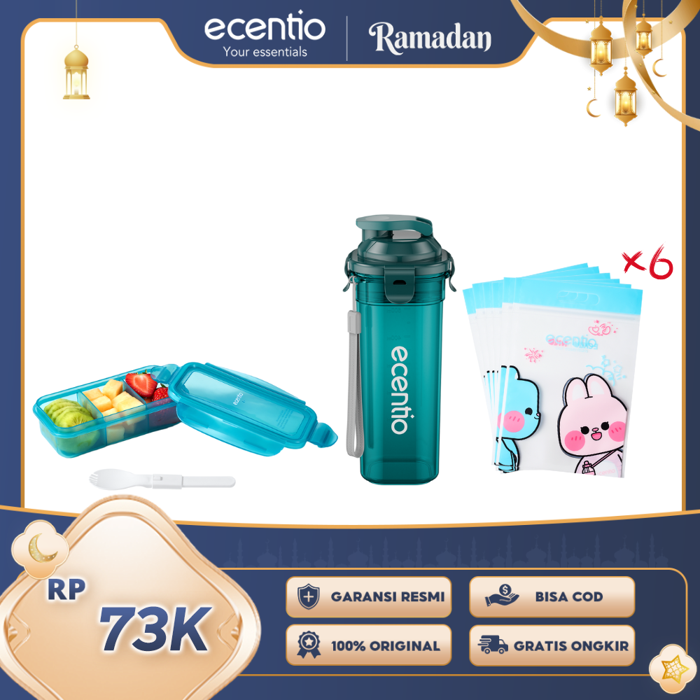 ecentio Ramadhan Drink & Snack Gift Set — Botol Minum + Snack Organizer