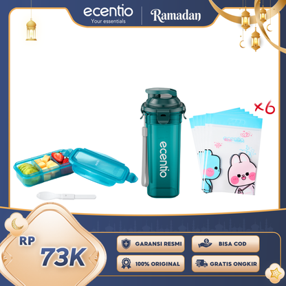 ecentio Ramadhan Drink & Snack Gift Set — Botol Minum + Snack Organizer