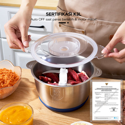 ecentio Chopper Stainless Blender Multifungsi 2L 6 Mata Pisau 2 Mode Presis IFood Grade Garansi 1 Tahun