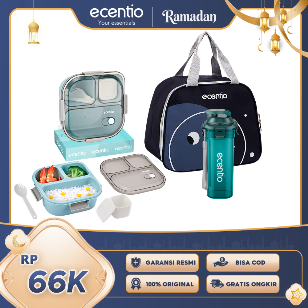 【Buy 1 Get 3】ecentio 3 grid anti tumpah tempat bekal 1100ml Kotak makan wadah bekal kotak sup 100ml BPA FREE）