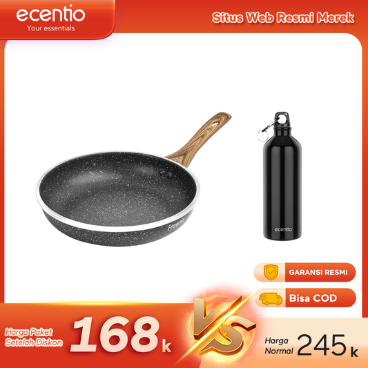 ecentio x Freemir Kitchen Combo Set -Frying Pan 24cm/ Chopper 250ml/Lunch Box set/Botol Aluminium 750ml
