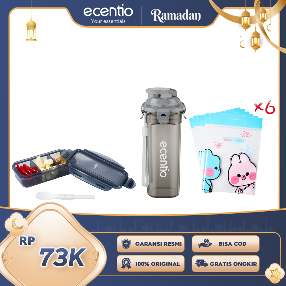 ecentio Ramadhan Drink & Snack Gift Set — Botol Minum + Snack Organizer