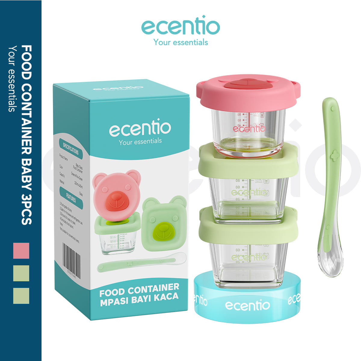 ecentio Kotak Makanan Tambahan Anak Set 3 Pcs - ecentio