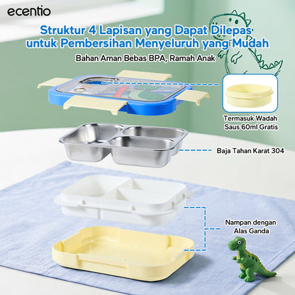 [Back To School] ecentio Kotak Makan Anak Rex Set Bekal Sekolah Toy story Lunch Box Stainless 750ml Botol Minum 900ml Tas Bekal BPA Free Tempat Makan Anak