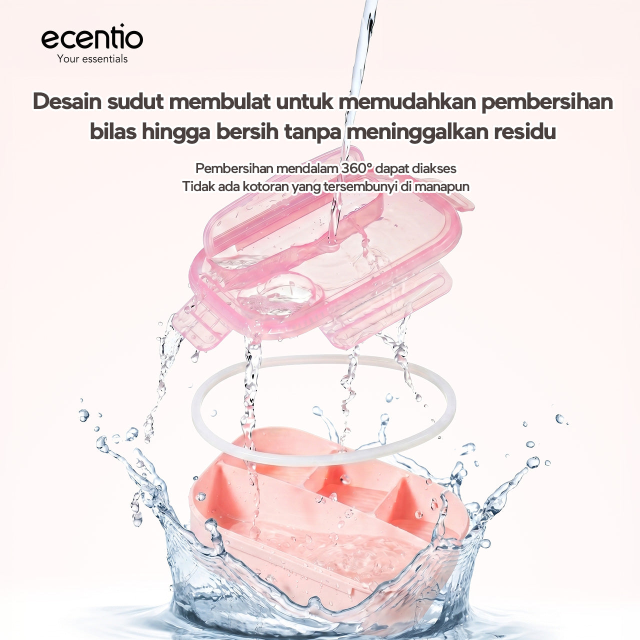 ecentio Lunch Box Anti Tumpah 1200ML + Botol Minum 500ML BPA Free Tempat Bekal Makan Anak Sekolah Kotak Makan Plastik Free Sendok & Kotak Saus Lunch Box Sekat Kedap Bocor Bekal Kerja