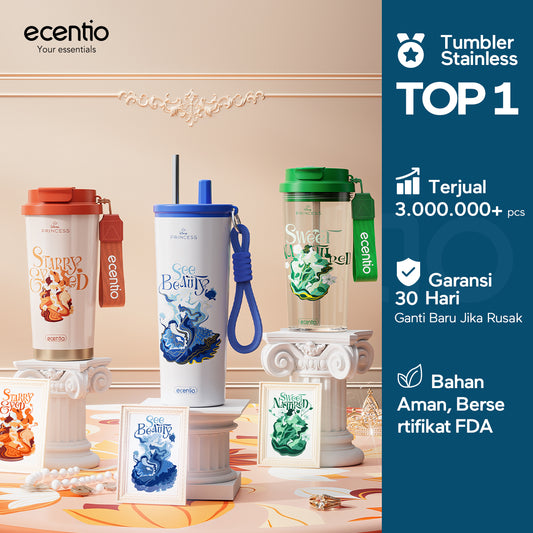 【Group discount】ecentio tumbler Stainless Vacuum 530ml Disney Mermaid Portable Thermos Botol minum besar -【Pre Order】