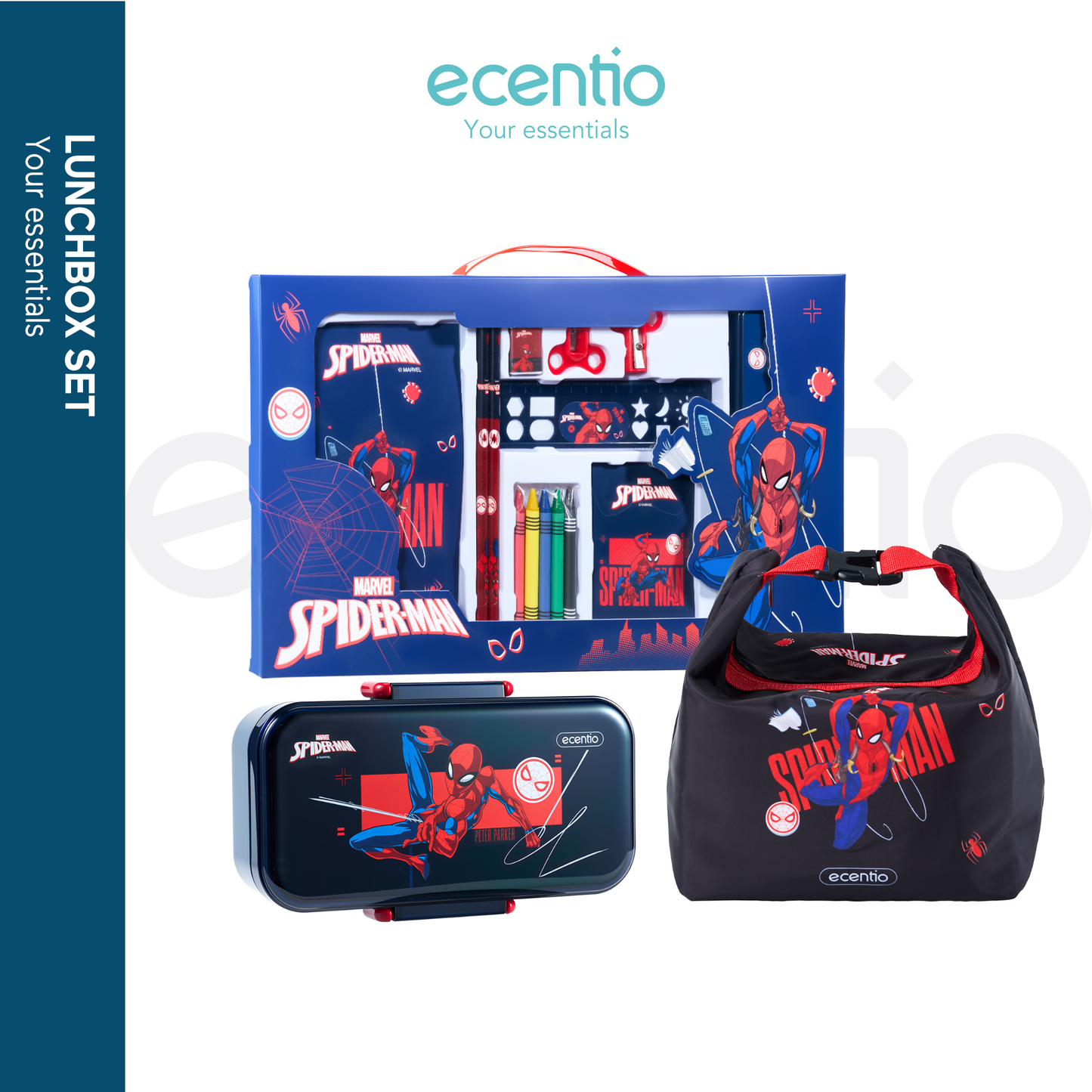 Pre-Order ecentio x Disney Paket Kolaborasi  Kotak camilan Spider-Man dan Putri Elsa serta gelas lucu yang bebas BPA, tas bekal