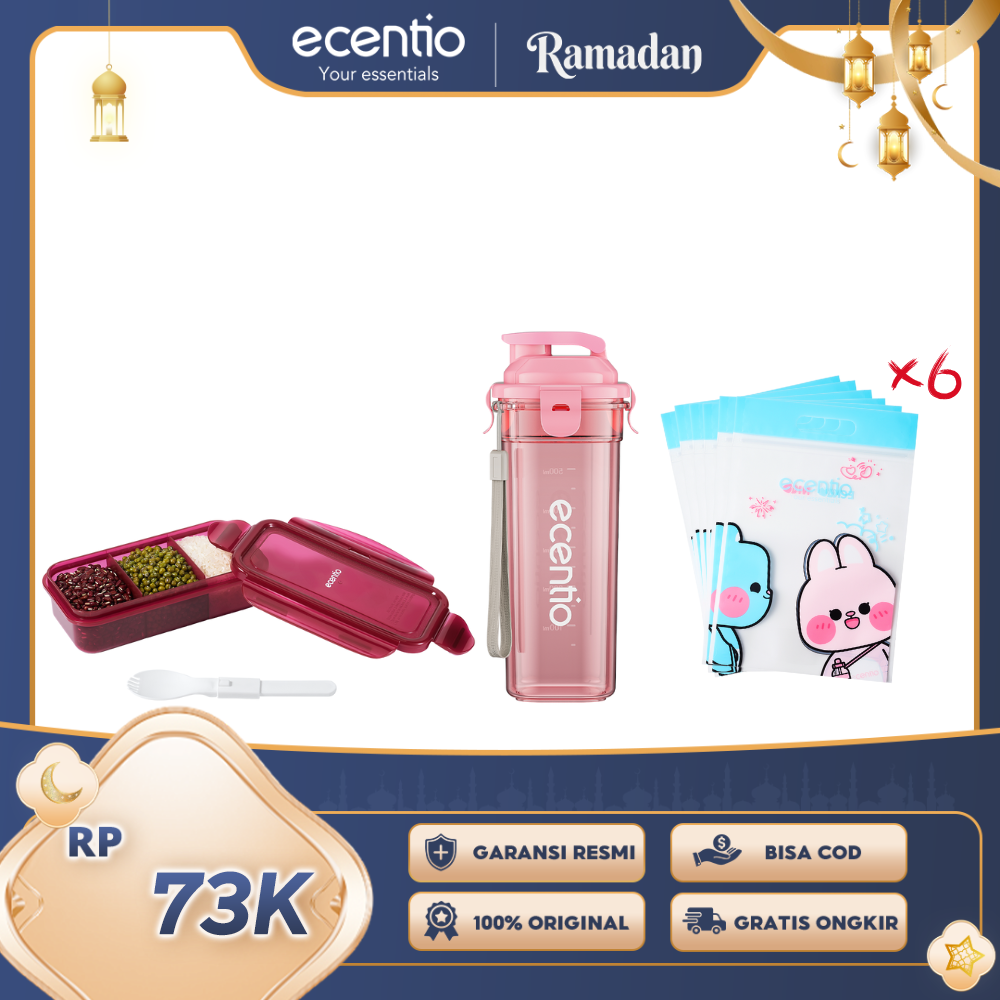 ecentio Ramadhan Drink & Snack Gift Set — Botol Minum + Snack Organizer