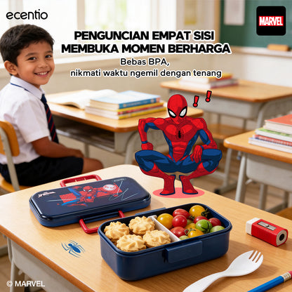 Pre-Order[Back To School] ecentio Kotak Makan Set anti tumpah lunch box anak 800ml free sendok botol minum lucu BPA Free Tas bekal