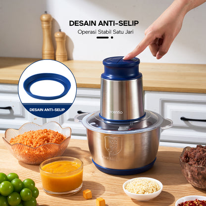 ecentio Chopper Stainless Blender Multifungsi 2L 6 Mata Pisau 2 Mode Presis IFood Grade Garansi 1 Tahun