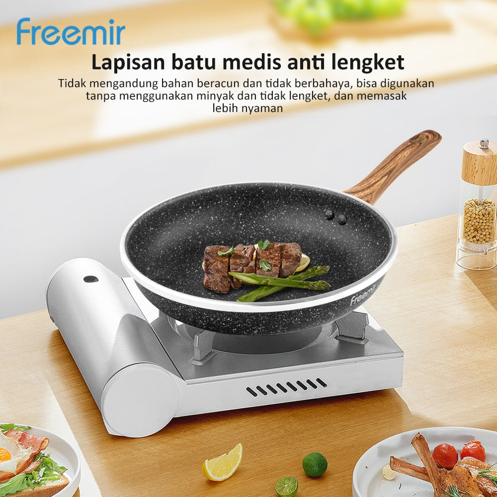 ecentio x Freemir Kitchen Combo Set -Frying Pan 24cm/ Chopper 250ml/Lunch Box set/Botol Aluminium 750ml