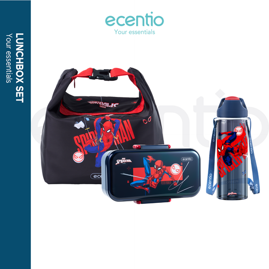 Pre-Order ecentio x Disney Paket Kolaborasi  Kotak camilan Spider-Man dan Putri Elsa serta gelas lucu yang bebas BPA, tas bekal