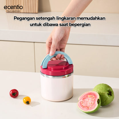 Pre- order ecentio Kotak Makan Lunch Box Set 3PCS 304 Stainless Steel Anti Bocor Anti Tumpah Bento Box Sekat Makanan dengan Tas Bekal Free Sendok BPA Free