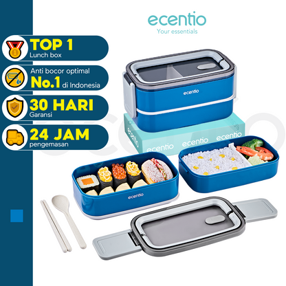 ecentio Anti Tumpah lunch box Kotak Makan Bekal 2susun 1600ml