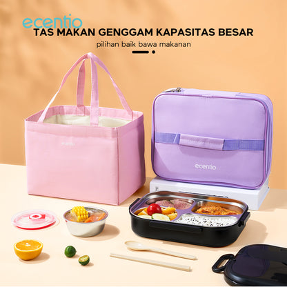 ecentio Rectangular lunch bag Tasmakan genggam kapasitas besar Ungu