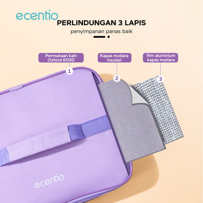ecentio Rectangular lunch bag Tasmakan genggam kapasitas besar Ungu