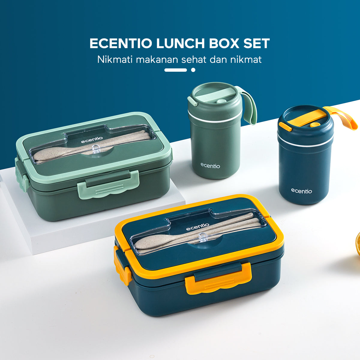 ecentio kotak makan set Lunch box