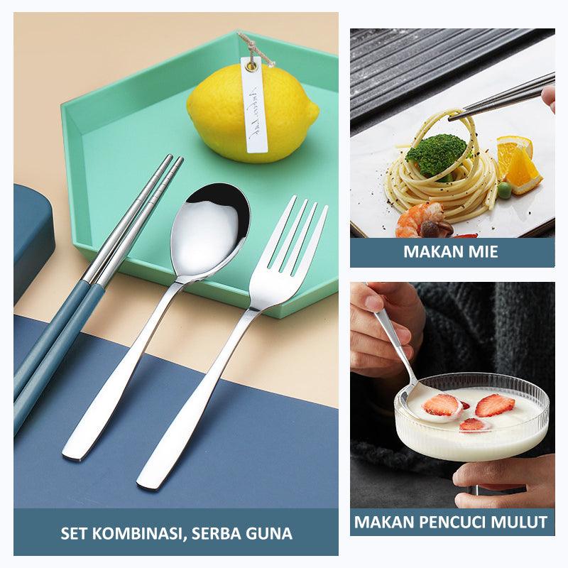 ecentio 3PCS Peralatan makan Sendok Garpu Sumpit Set Alat Makan