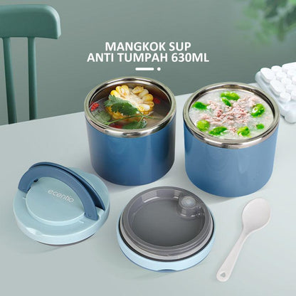 ecentio portabel cangkir sup stainless steel lunchbox 630ML