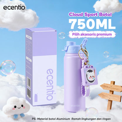 [Soft Cloud Series] ecentio tumbler Stainless protable 750ml/550ml outdoor sport lari Portable Tetap dingin selama 24 JAM Thermos Botol minum besar
