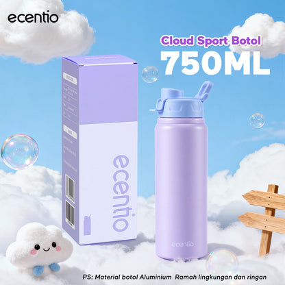 [Soft Cloud Series] ecentio tumbler Stainless protable 750ml/550ml outdoor sport lari Portable Tetap dingin selama 24 JAM Thermos Botol minum besar