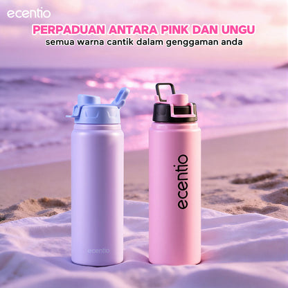 ecentio Botol Minum Aluminium Aesthetic Pink Ungu Super Ringan 112g 750ml Mudah Dibawa Travelling Viral Tutup Tidak Mudah Hilang Untuk Semua Acara