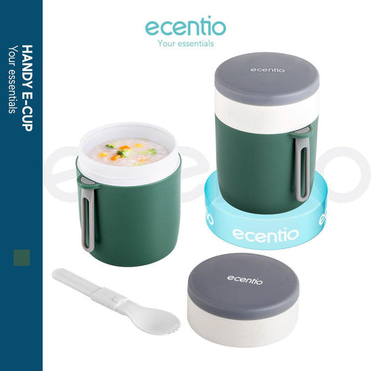 ecentio Mangkuk sup Cangkir sup Portable Free Sendok BPA Free 450ML - ecentio