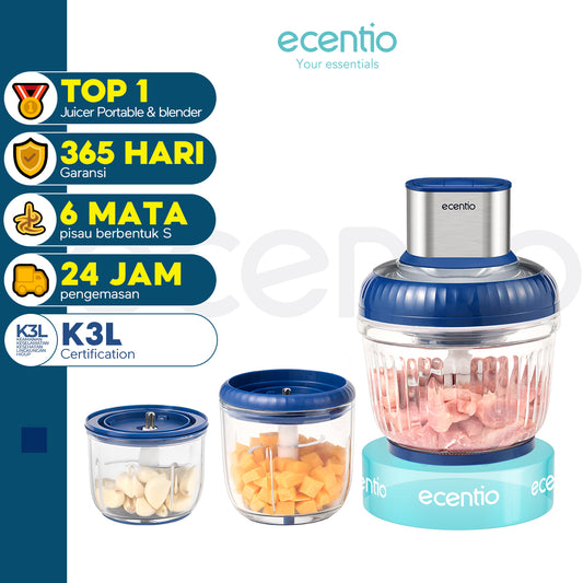 ecentio 3 in 1 kaca Chopper blender 2500ml+800ml+450ml anak multi-fungsi kaca penggiling daging mesin memasak mesin makanan pendamping