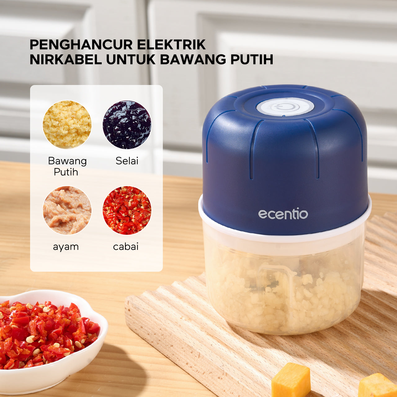 ecentio Ramadhan Kitchen Gift Set — Set Kotak Makan Anti Bocor 7pcs + Alat Penumbuk Bawang + Wajan Anti Lengket 16cm + Spatula & Sendok Silikon