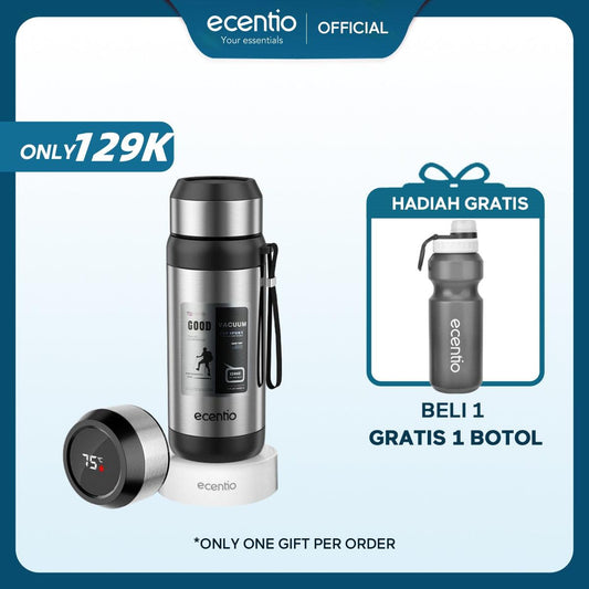 【FREE GIFT】ecentio Thermos Bottle with Display LED awet suhunya 1000ml - ecentio