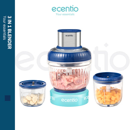 ecentio 3 in 1 kaca Chopper blender 2500ml+800ml+450ml anak multi-fungsi kaca penggiling daging mesin memasak mesin makanan pendamping