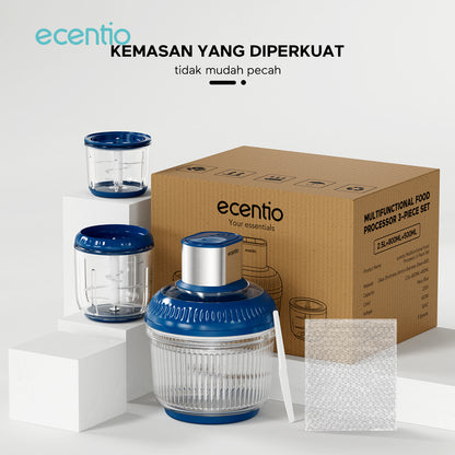 ecentio 3 in 1 kaca Chopper blender 2500ml+800ml+450ml anak multi-fungsi kaca penggiling daging mesin memasak mesin makanan pendamping