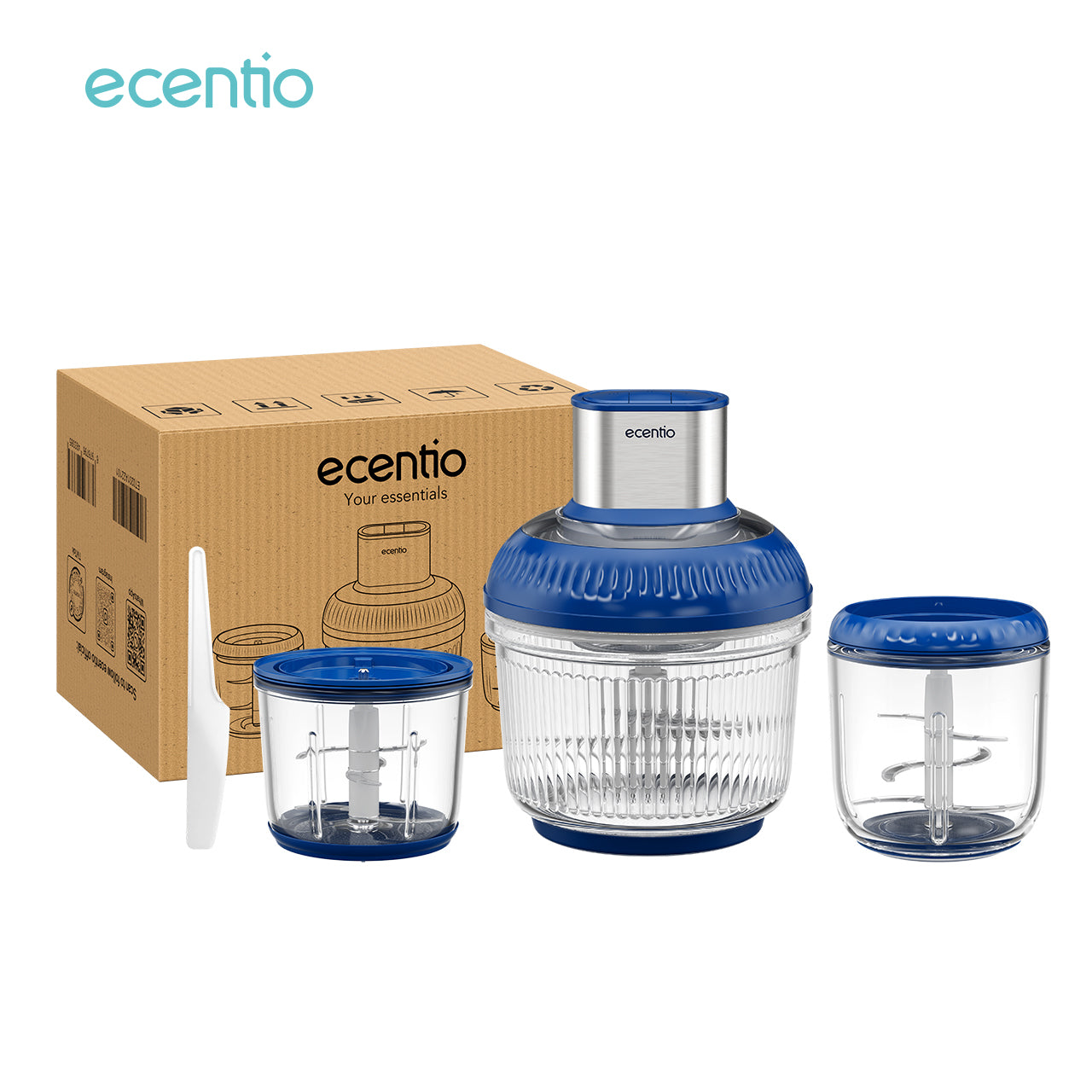 ecentio 3 in 1 kaca Chopper blender 2500ml+800ml+450ml anak multi-fungsi kaca penggiling daging mesin memasak mesin makanan pendamping