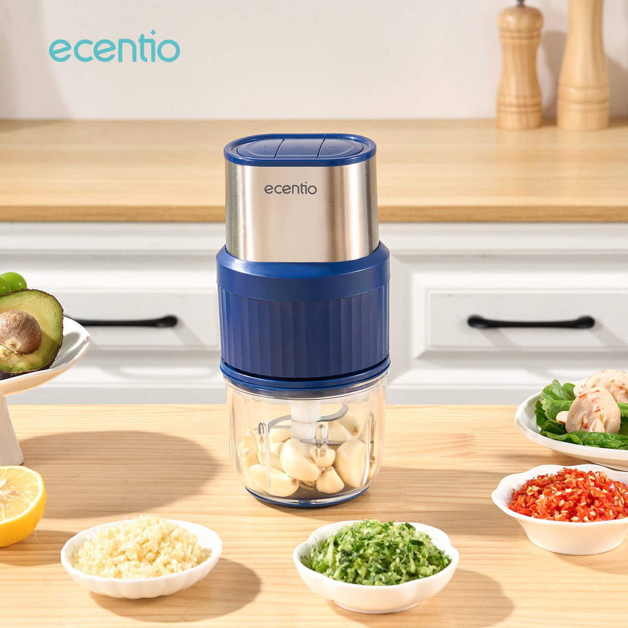 ecentio 3 in 1 kaca Chopper blender 2500ml+800ml+450ml anak multi-fungsi kaca penggiling daging mesin memasak mesin makanan pendamping