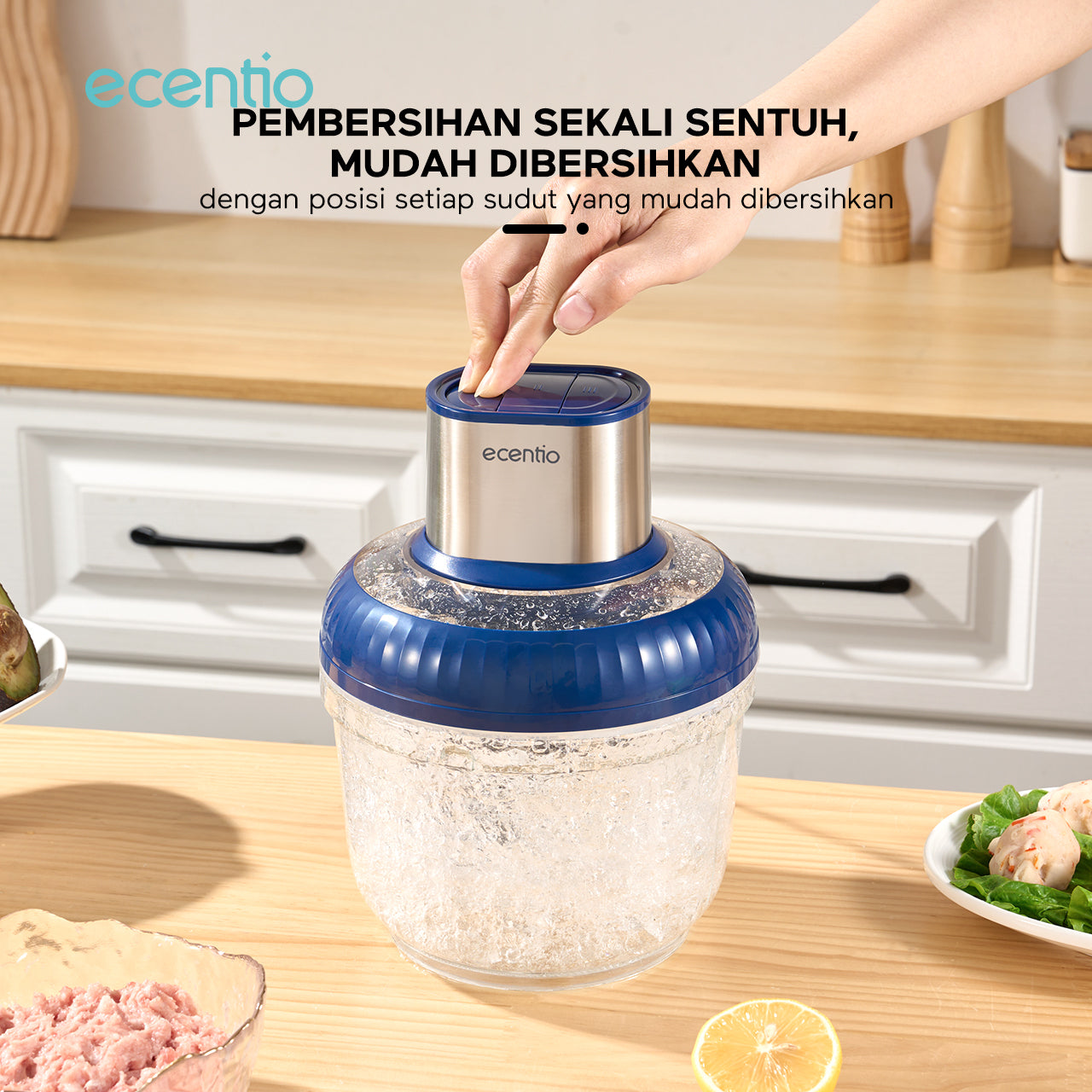 ecentio 3 in 1 kaca Chopper blender 2500ml+800ml+450ml anak multi-fungsi kaca penggiling daging mesin memasak mesin makanan pendamping