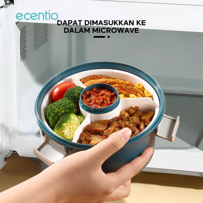 【1.0 anti tumpah】ecentio lunch box anti tumpah BPA free dengan kotak sauce tempat makan