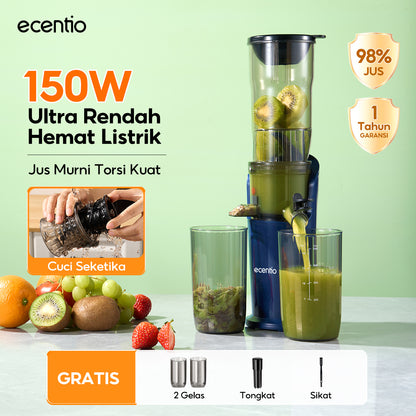 ecentio slow juicer putih baru tanpa ampas corong lebar 82mm 550ML+600ML blender buah 150W