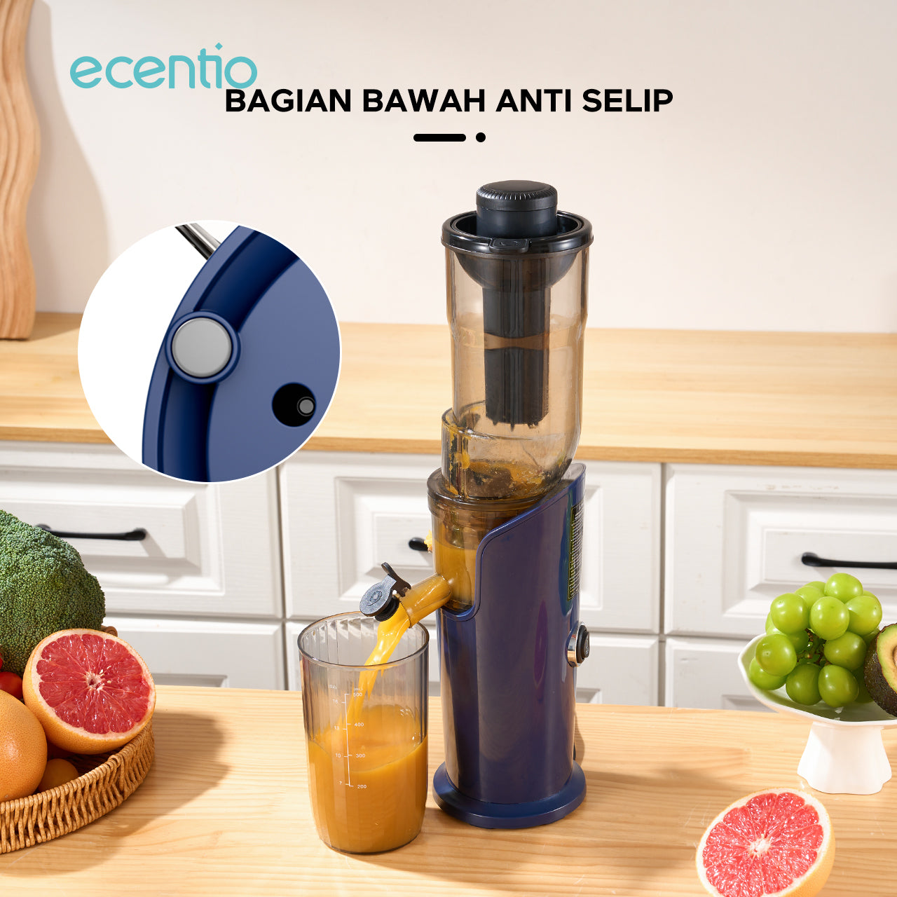 ecentio slow juicer portable tanpa ampas bear 550ML+600ML 150W blender fruit juice machine