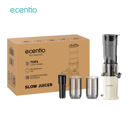 ecentio slow juicer putih baru tanpa ampas corong lebar 82mm 550ML+600ML blender buah 150W