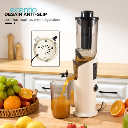 ecentio slow juicer putih baru tanpa ampas corong lebar 82mm 550ML+600ML blender buah 150W