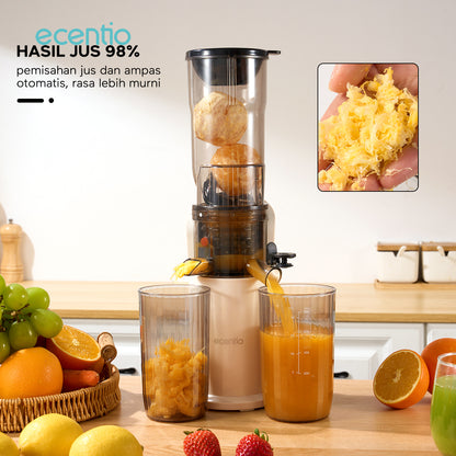 ecentio slow juicer putih baru tanpa ampas corong lebar 82mm 550ML+600ML blender buah 150W