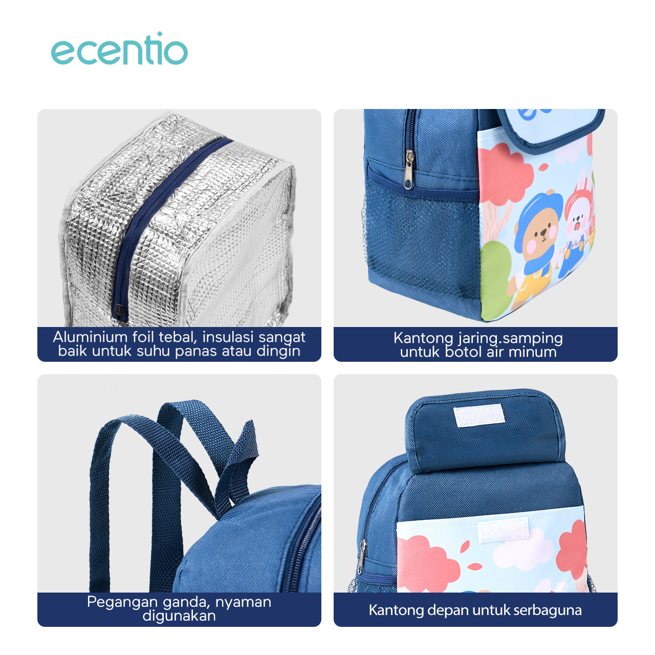 ecentio lunch bag anak tas bekal lucu Alumunium foil