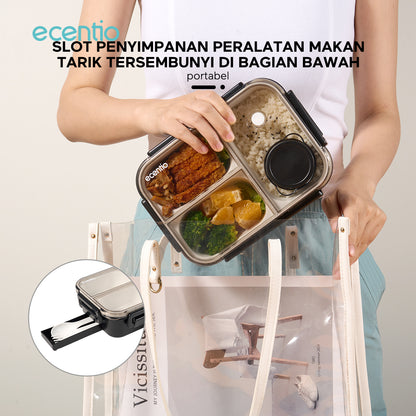 【🌟Pre-Order】【2.0 anti tumpah】ecentio tempat makan 3 sekat 800ml free sendok kotak sauce BPA free lunch box