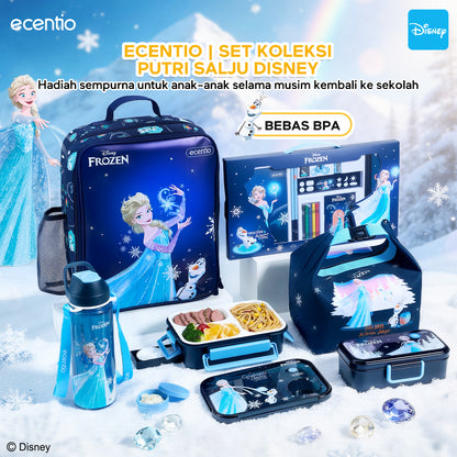 Pre-Order [Back To School] ecentio Disney Elsa botol minum anak & kotak makan anak 800ml anti tumpah lunch box gratis sendok tas bekal tas sekolah back to school kotak snack aman makanan BPA Free tahan panas tahan bocor