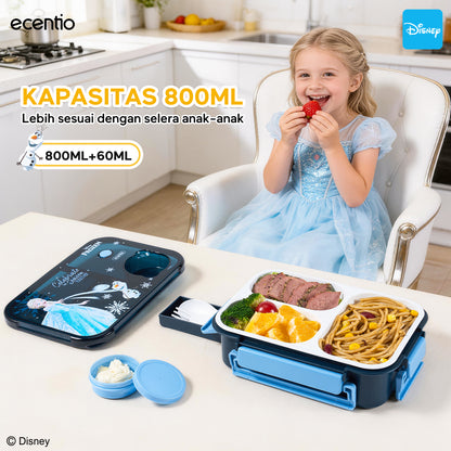 Pre-Order [Back To School] ecentio Disney Elsa botol minum anak & kotak makan anak 800ml anti tumpah lunch box gratis sendok tas bekal tas sekolah back to school kotak snack aman makanan BPA Free tahan panas tahan bocor