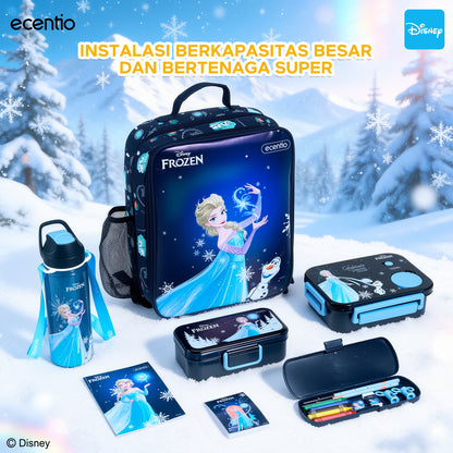 Pre-Order [Back To School] ecentio Disney Elsa botol minum anak & kotak makan anak 800ml anti tumpah lunch box gratis sendok tas bekal tas sekolah back to school kotak snack aman makanan BPA Free tahan panas tahan bocor