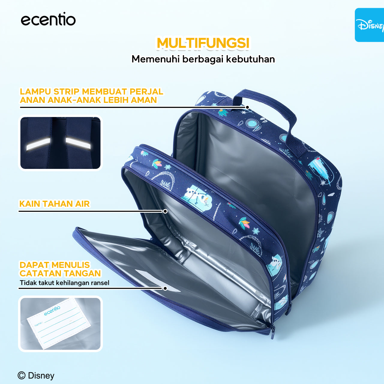 Pre-Order [Back To School] ecentio Disney Elsa botol minum anak & kotak makan anak 800ml anti tumpah lunch box gratis sendok tas bekal tas sekolah back to school kotak snack aman makanan BPA Free tahan panas tahan bocor