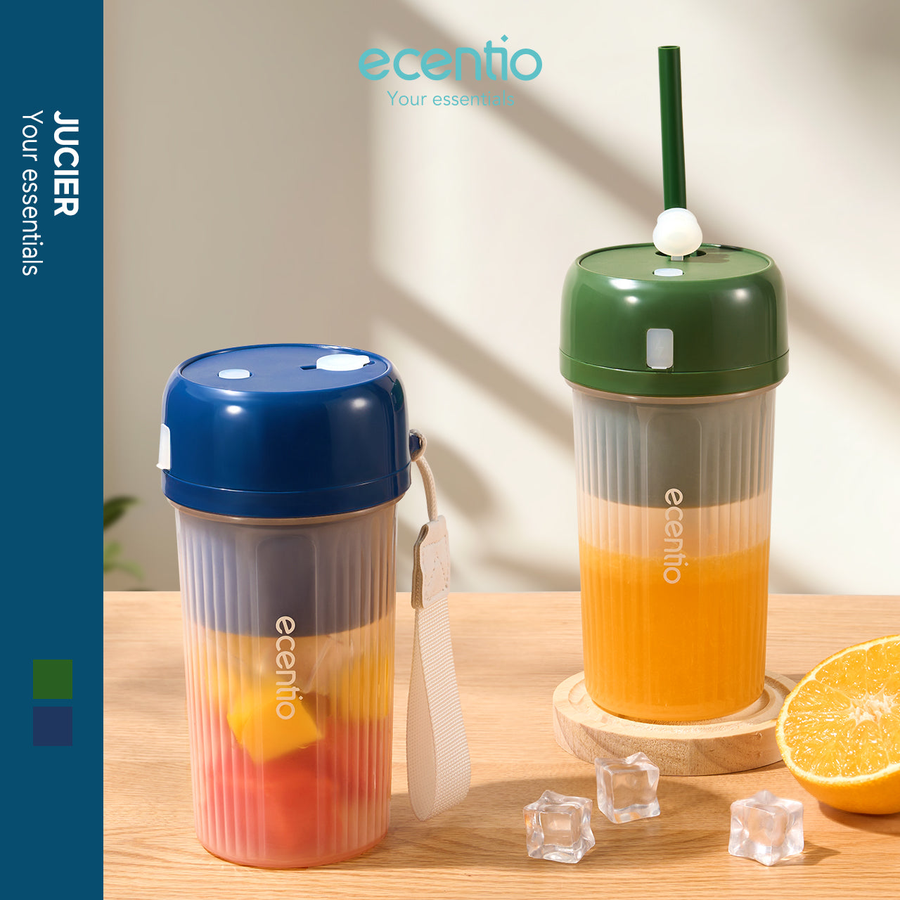 【GARANSI 12 BULAN】ecentio juicer jus 350ml 12 pisau Produk baru pada 2024 dengan sedotan portable blender mini